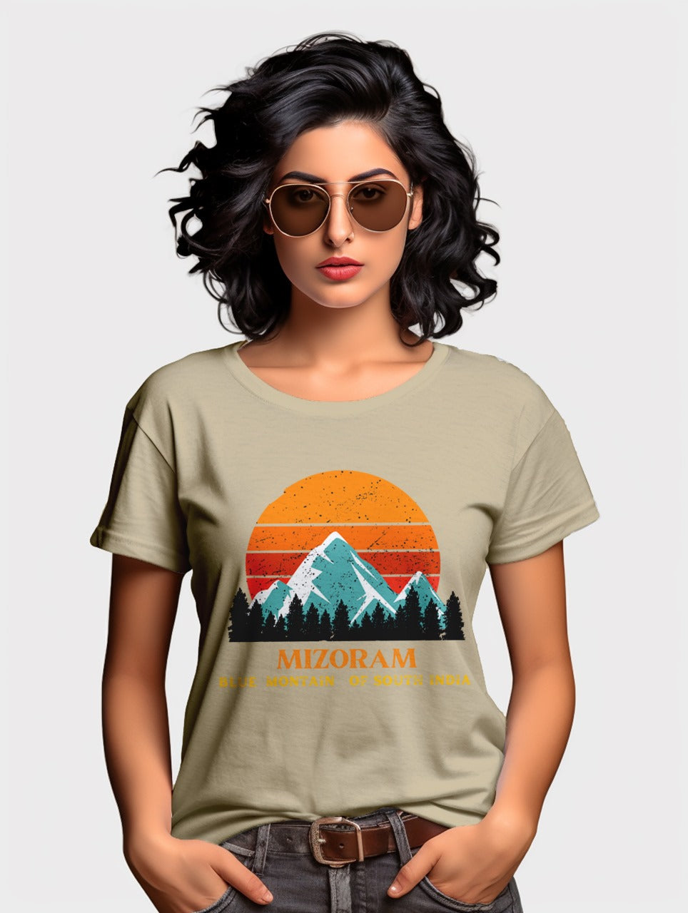 Women's black Mizoram Blue Mountains tee