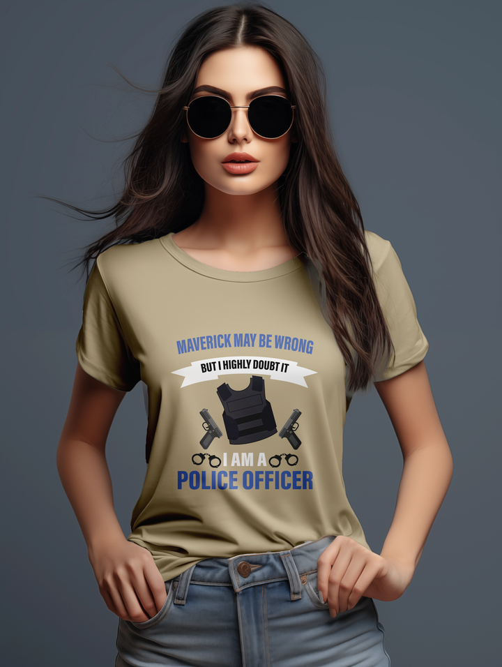 Womens Beige Maverick is a Police Officer tee