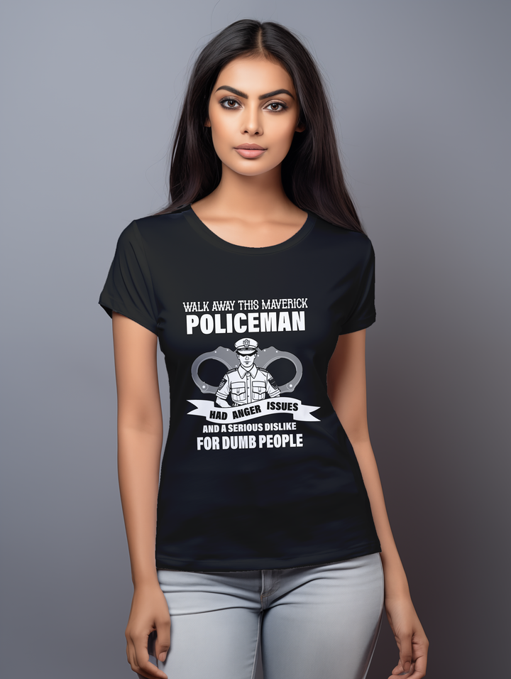 Womens Black Maverick Policeman tee