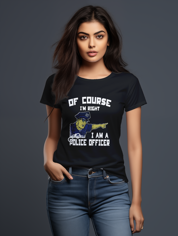 Womens Black OfCourse I'm a Police Officer tee