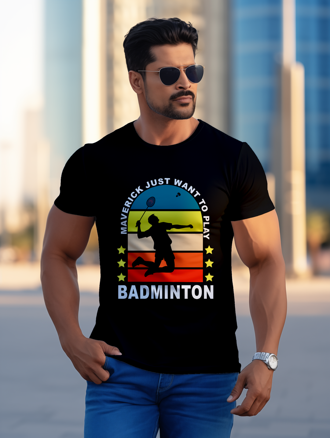 Men's Maverick Just Want to Play Badminton tee