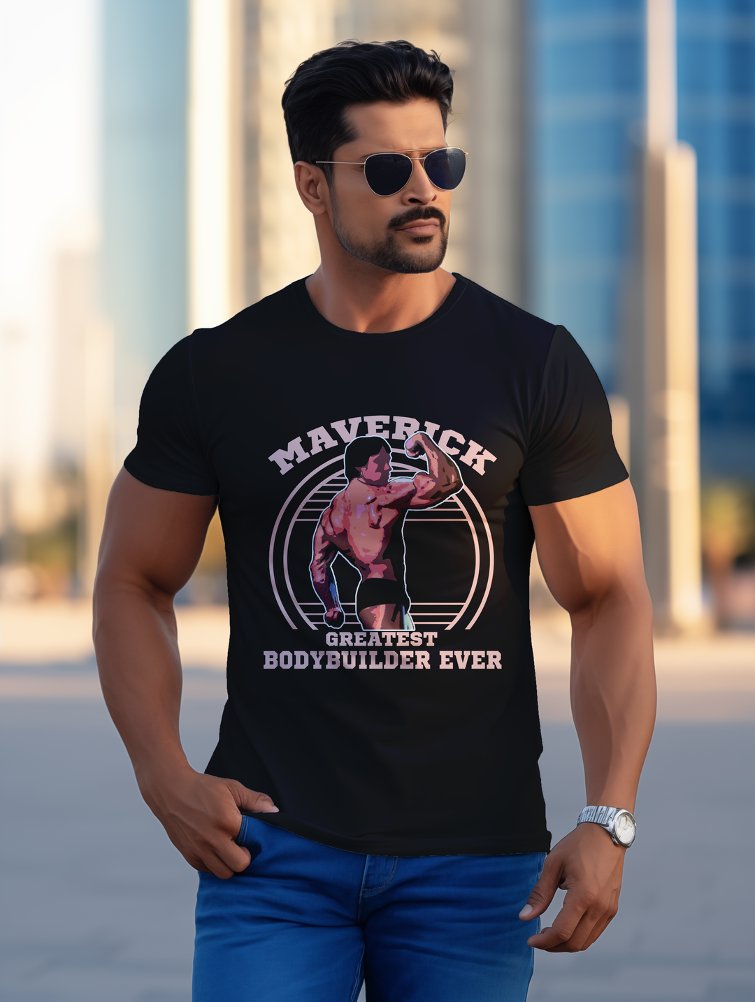 Mens Maverick Greatest Bodybuilder ever tee