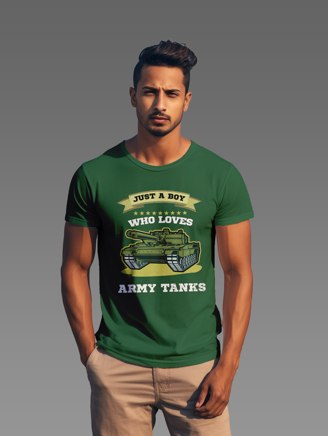 Men's Just a boy who loves Army Tanks tee