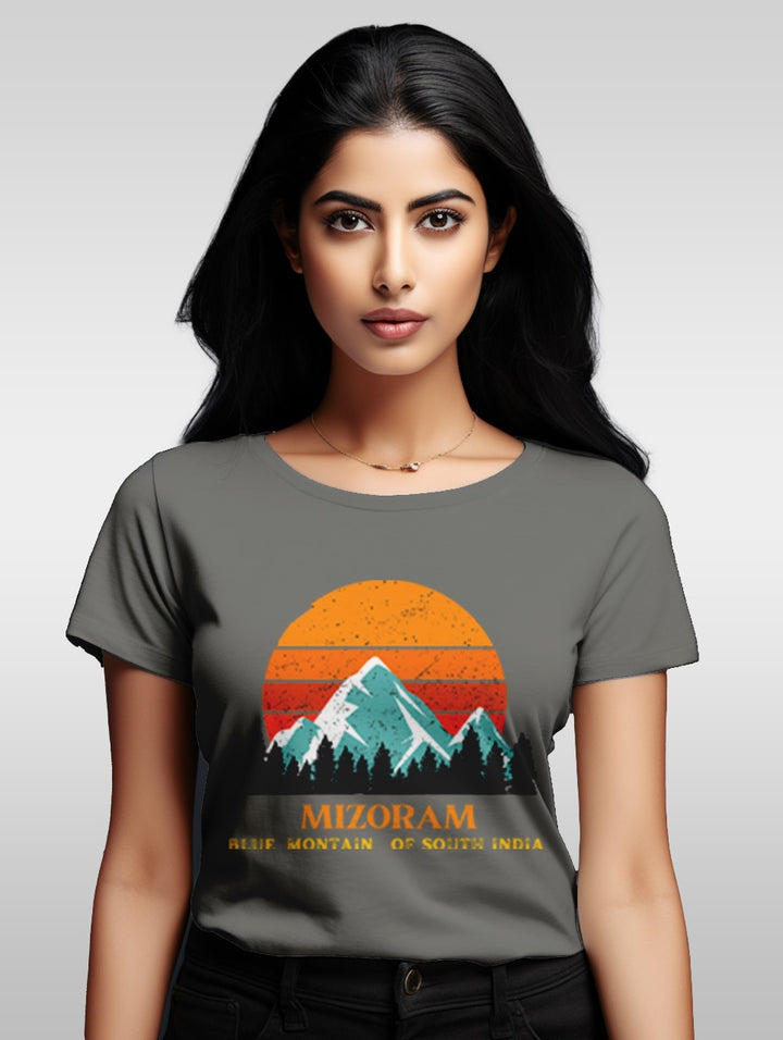 Women's black Mizoram Blue Mountains tee