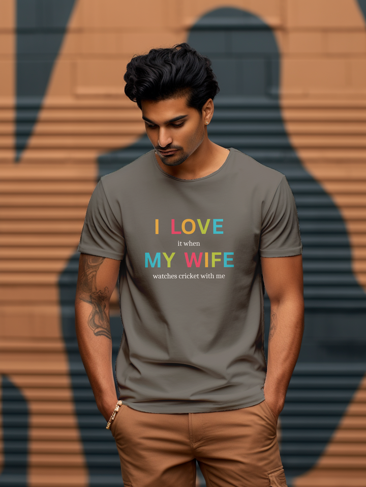 Men's black I love my wife tee