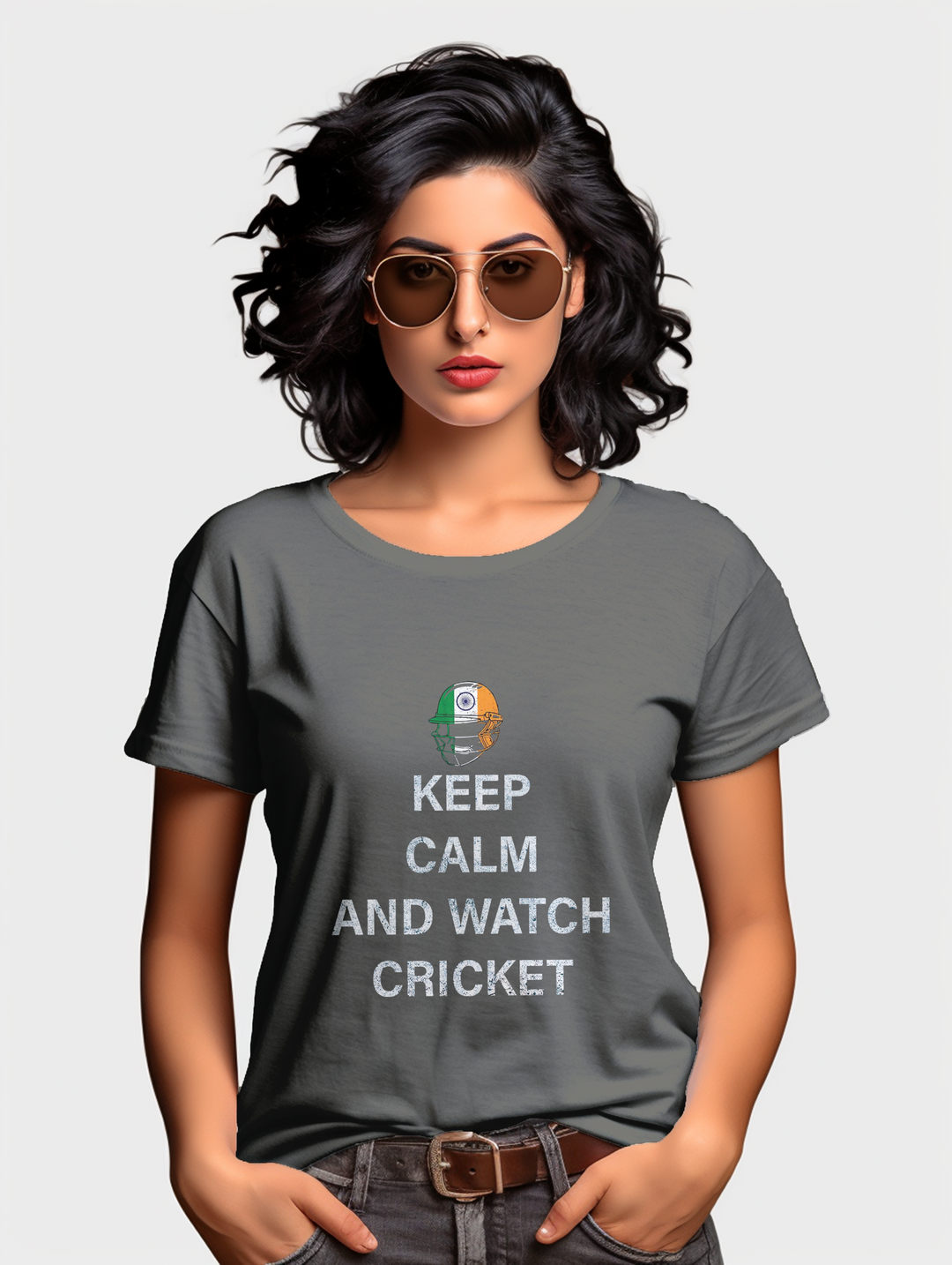 Women's Keep calm and watch cricket tee