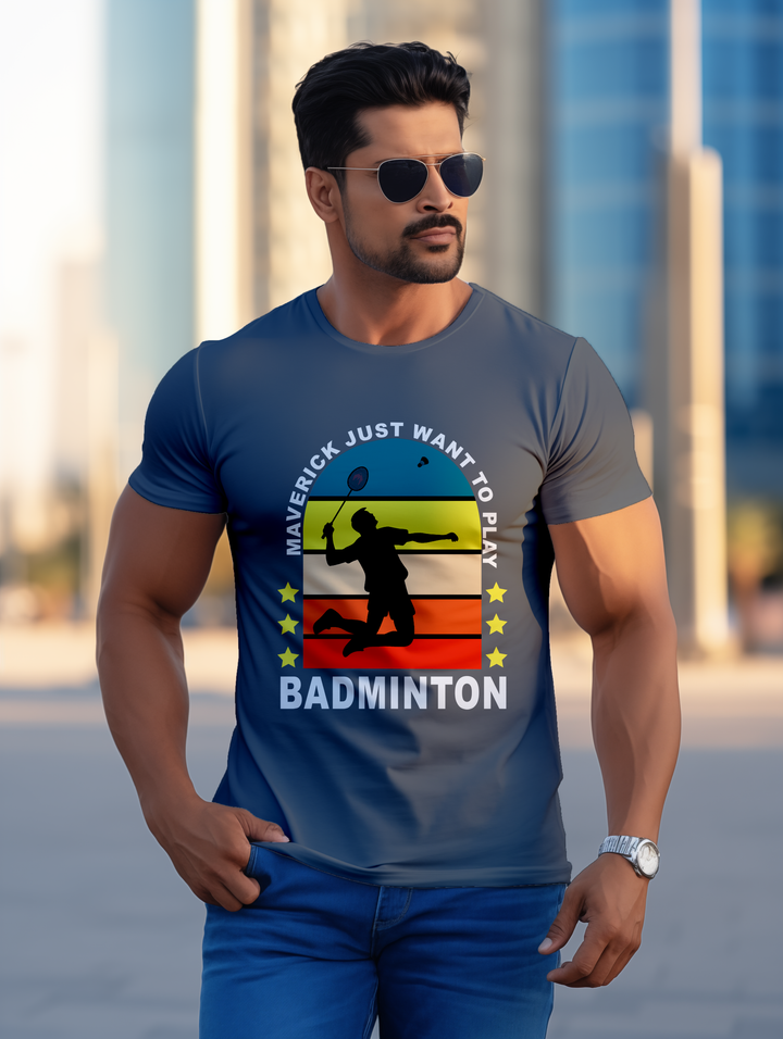 Men's Maverick Just Want to Play Badminton tee