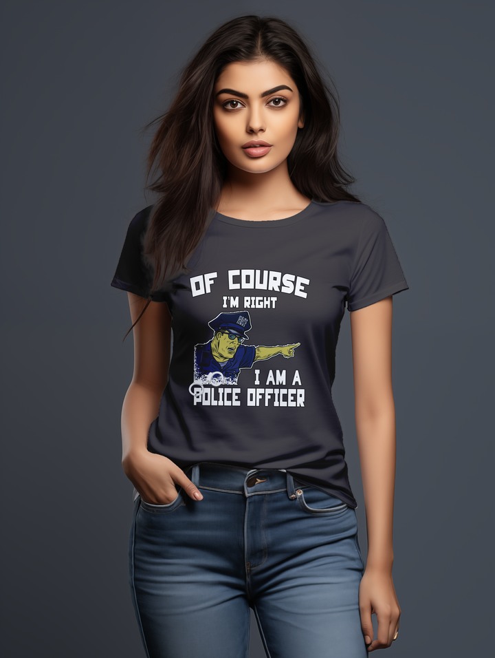 Womens Coffee brown OfCourse I'm a Police Officer tee