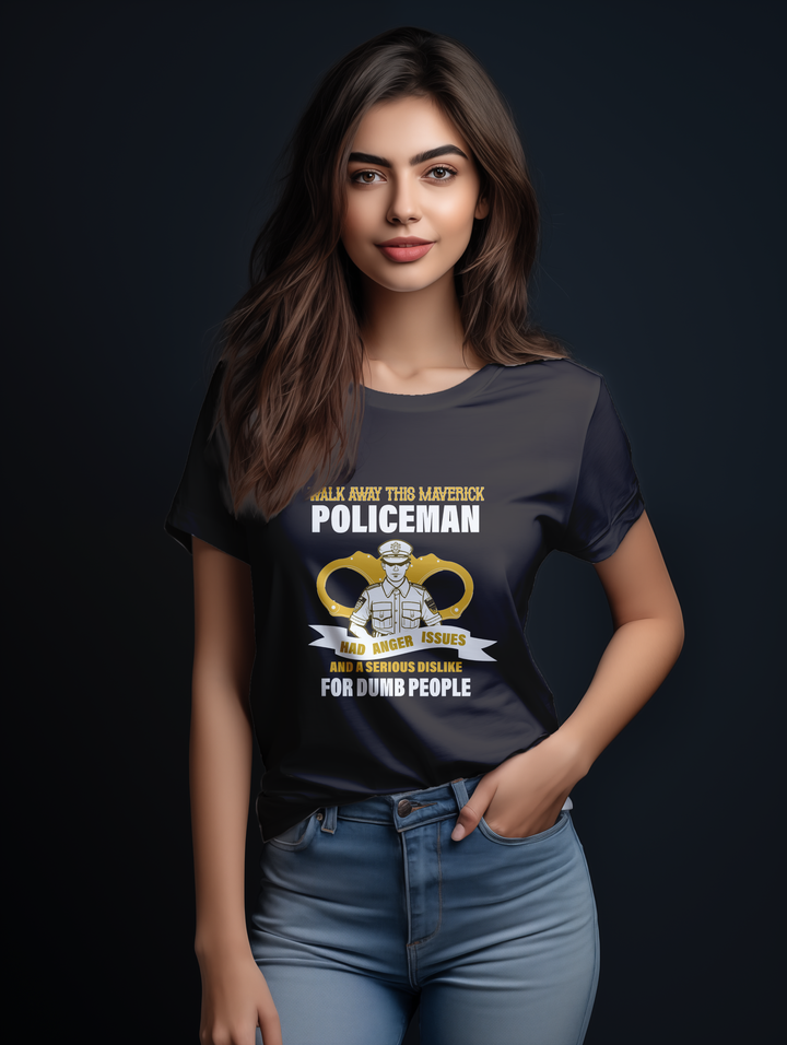 Womens Coffee brown Maverick Policeman tee
