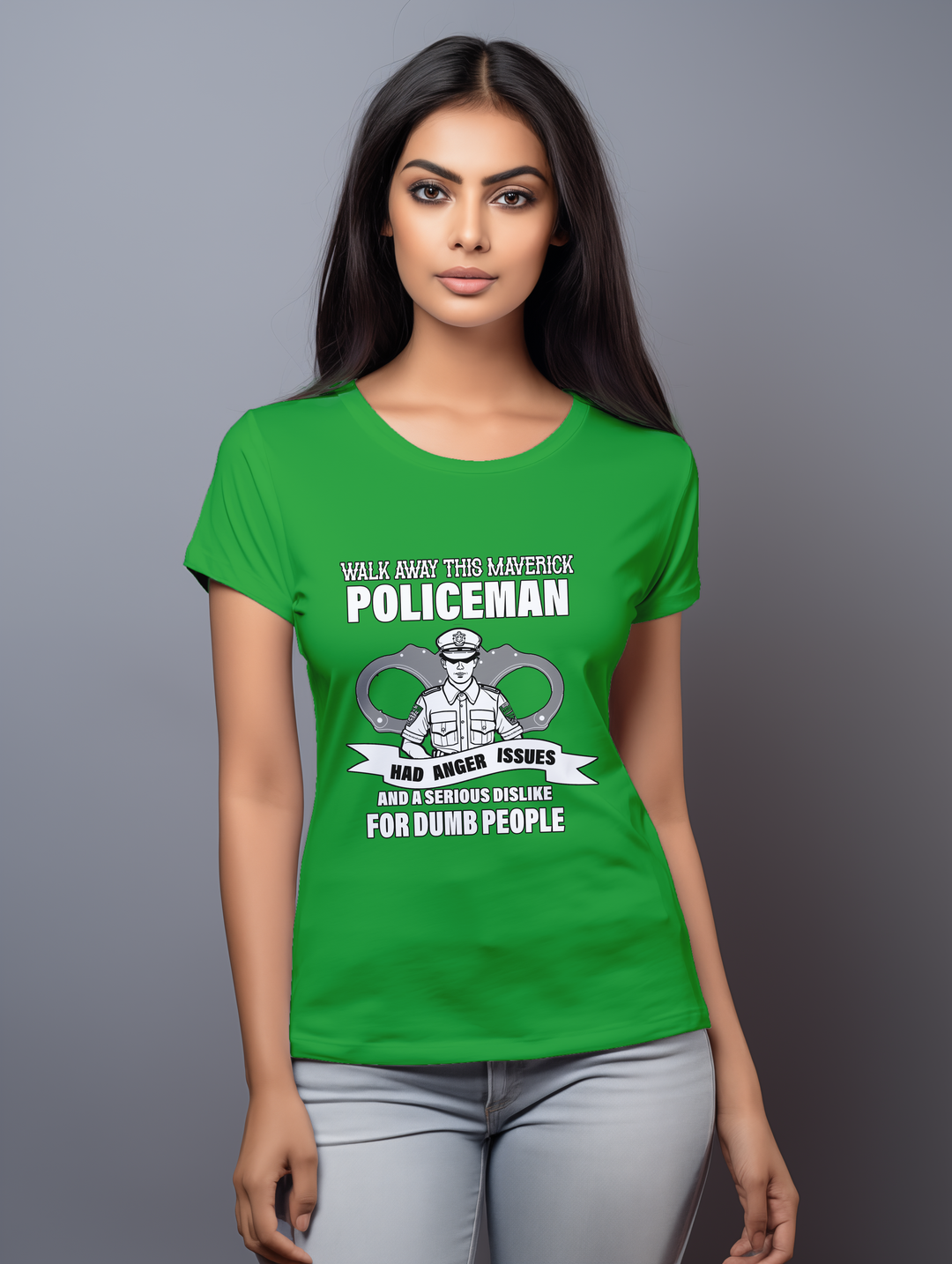 Womens Flag green Maverick Policeman tee