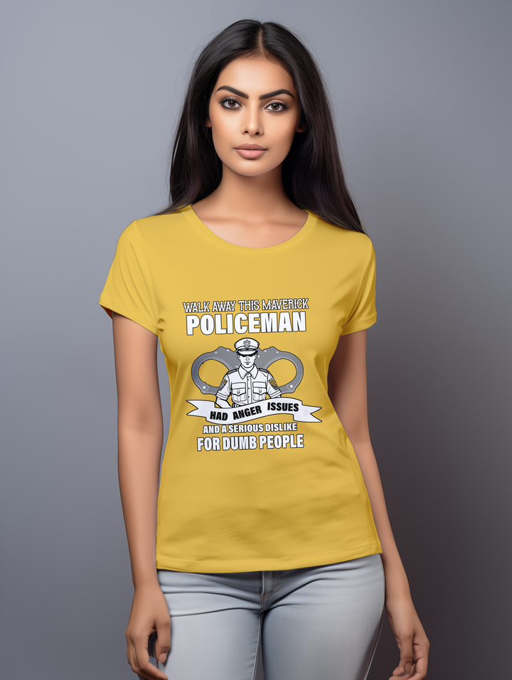 Womens Golden yellow Maverick Policeman tee