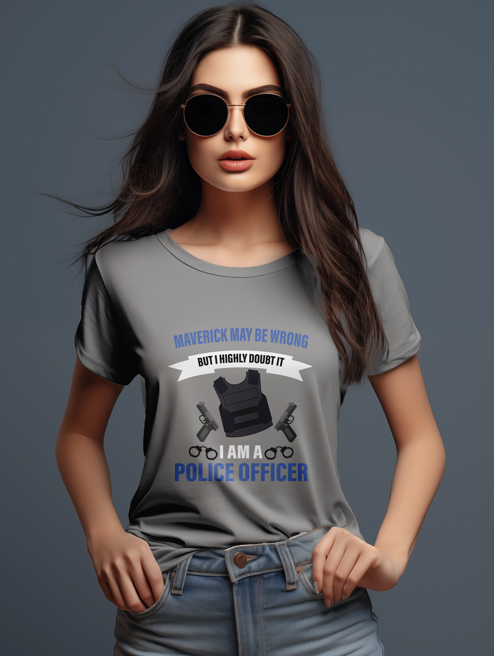 Womens Grey melange  Maverick is a Police Officer tee