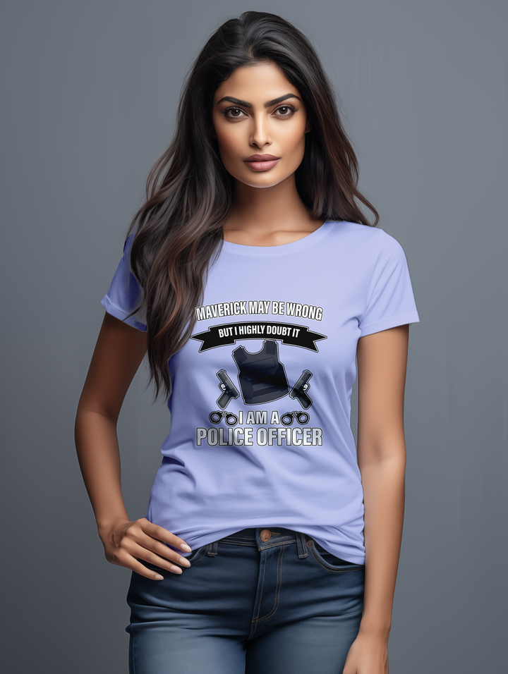 Womens Lavender Maverick is a Police Officer tee