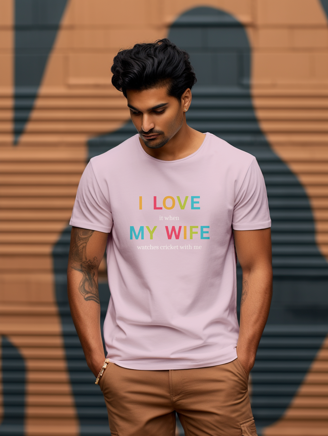 Men's black I love my wife tee