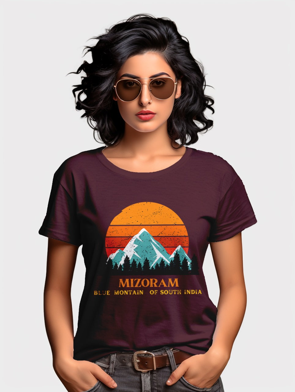 Women's black Mizoram Blue Mountains tee