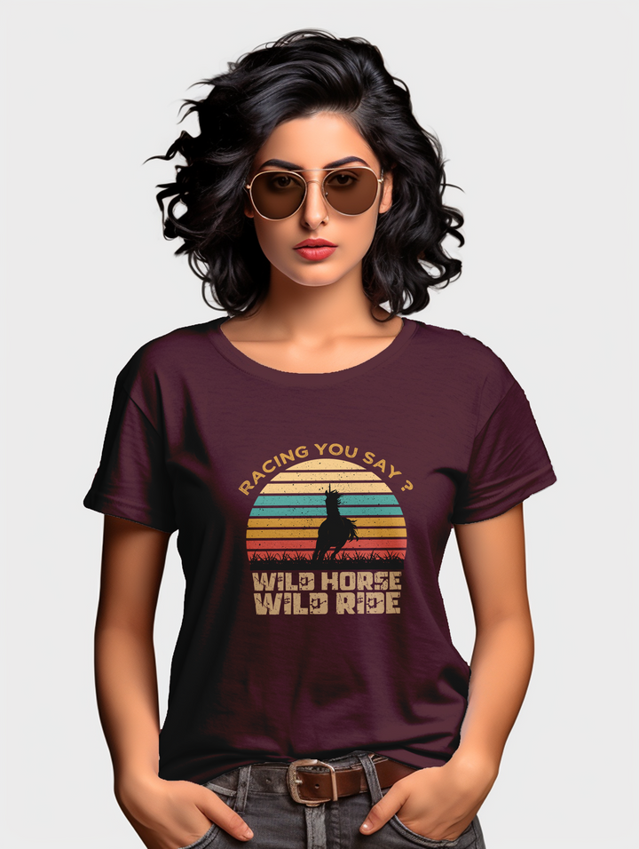 Women's Racing Wild Horse Ride Inspired Tee