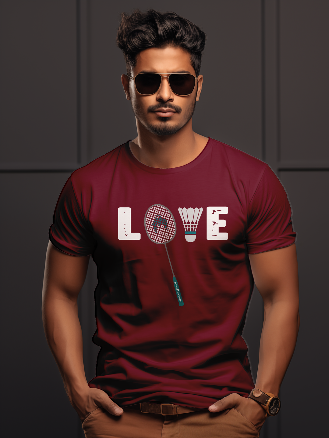 Men's Love Badminton tee