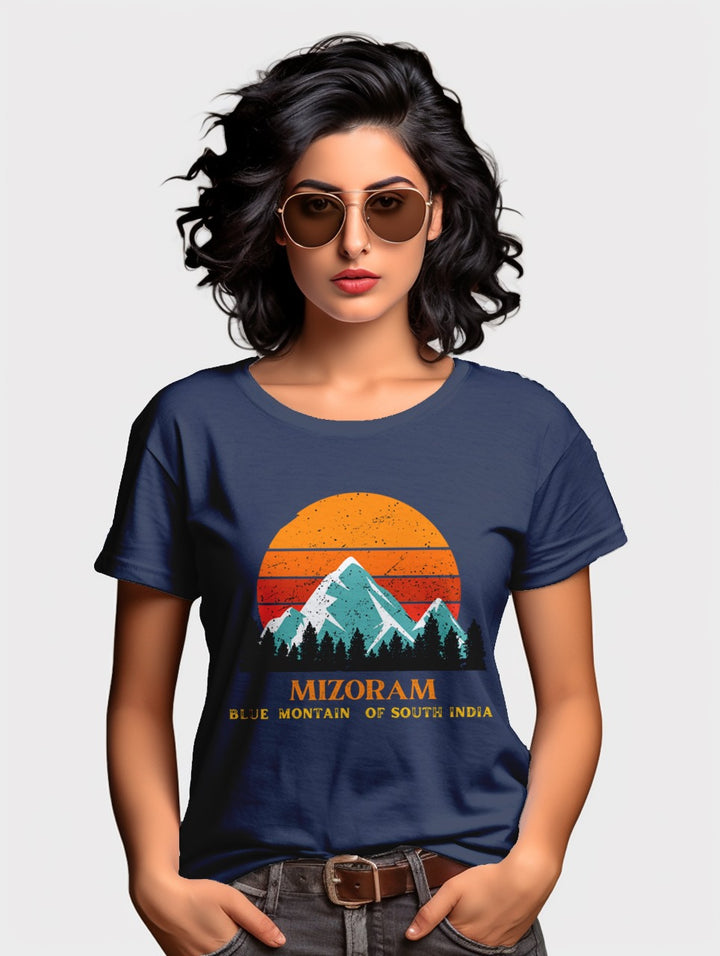 Women's black Mizoram Blue Mountains tee