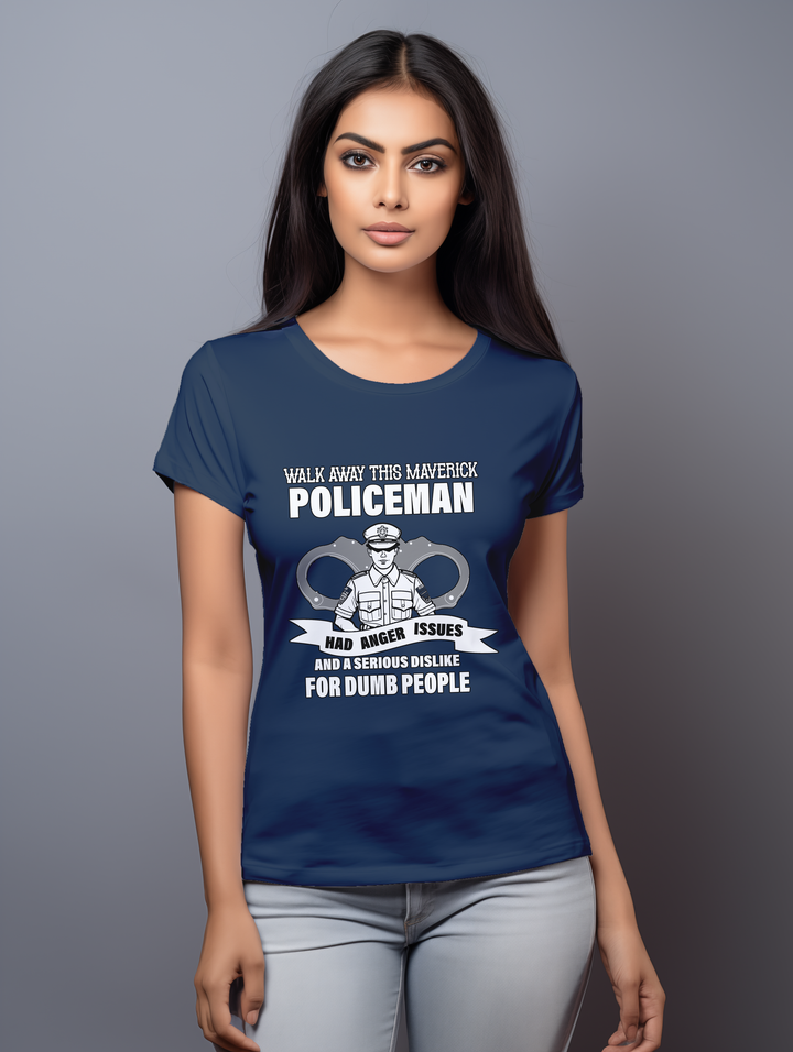 Womens Navy blue Maverick Policeman tee