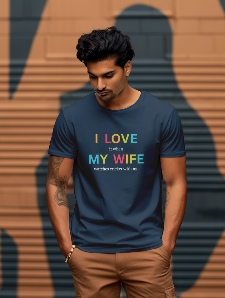 Men's black I love my wife tee