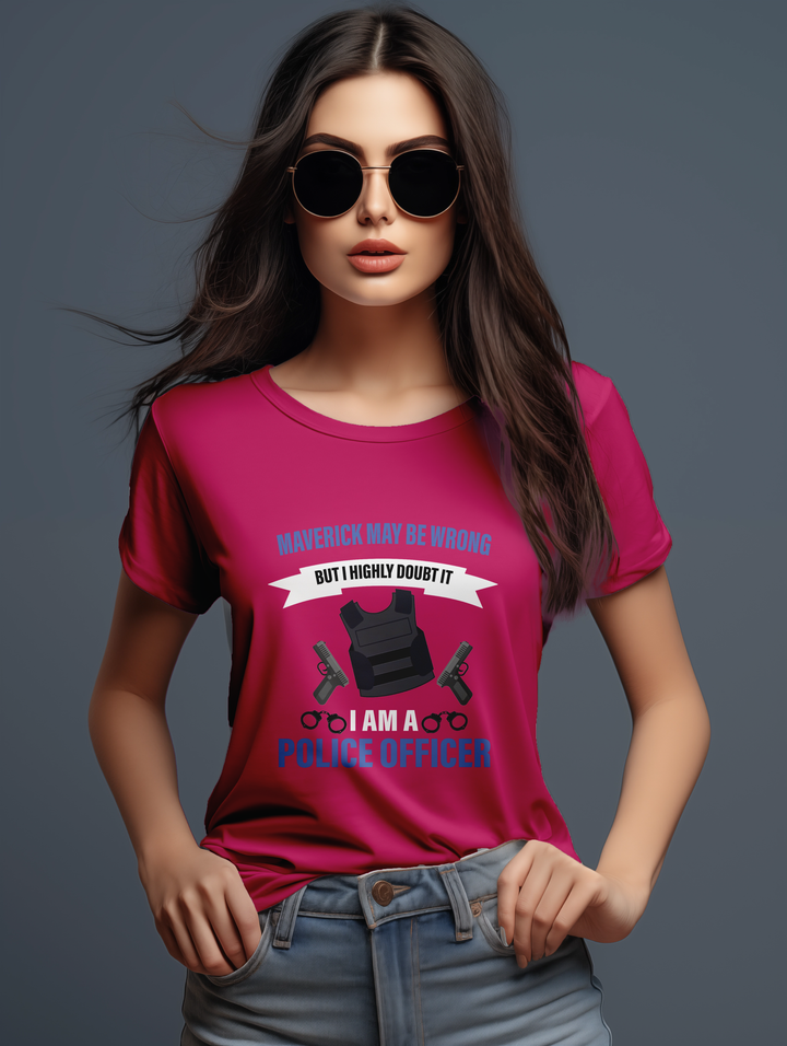 Womens Pink Maverick is a Police Officer tee