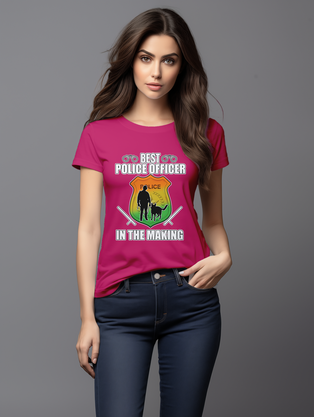 Womens Pink Best Police Officer tee