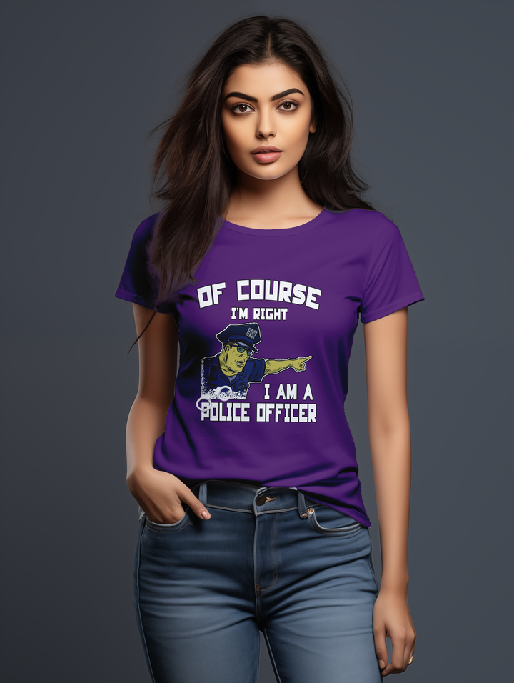 Womens Purple OfCourse I'm a Police Officer tee