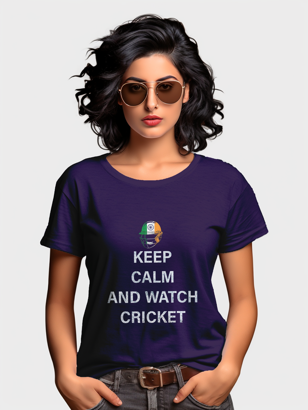 Women's Keep calm and watch cricket tee