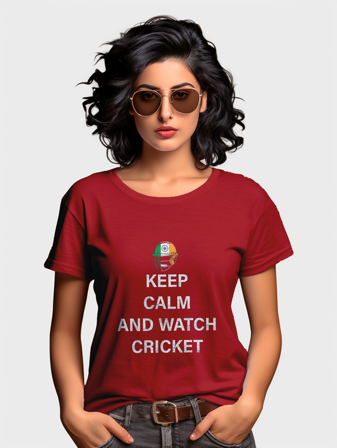 Women's Keep calm and watch cricket tee