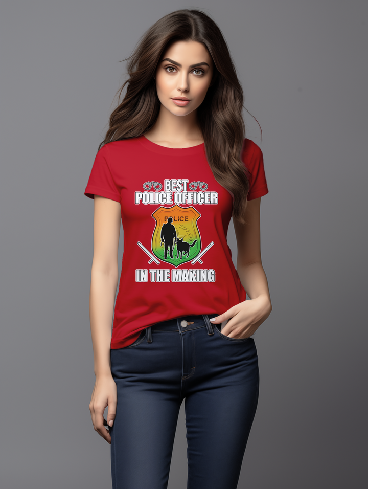 Womens Red Best Police Officer tee