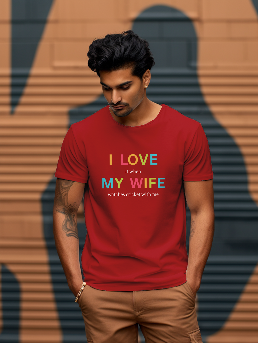 Men's black I love my wife tee