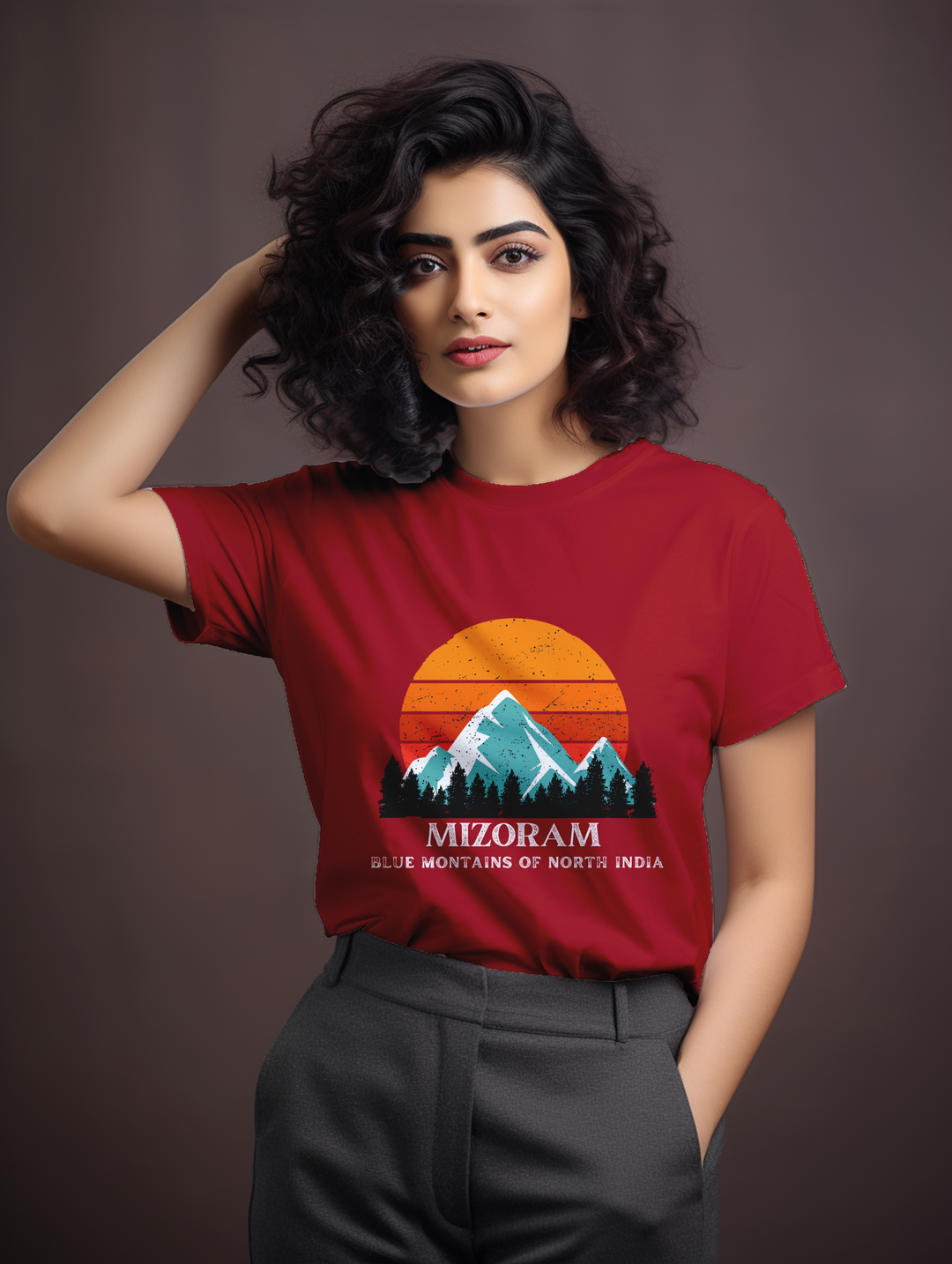 Women's black Mizoram Blue Mountains tee