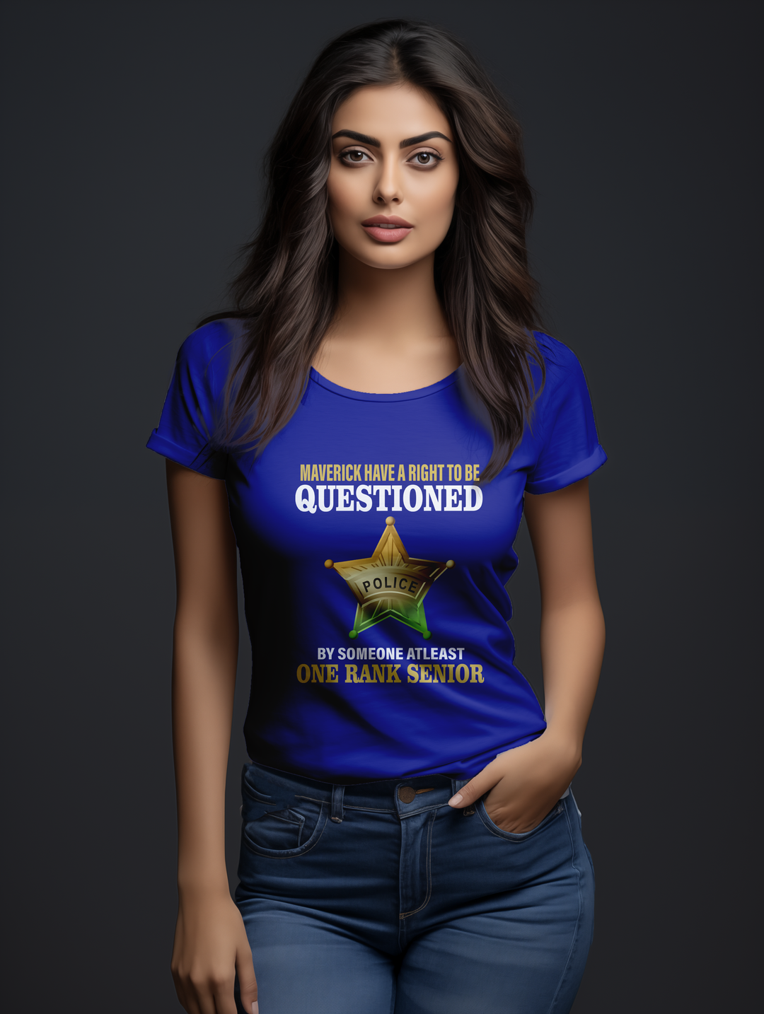 Womens Royal blue One Rank Officer tee