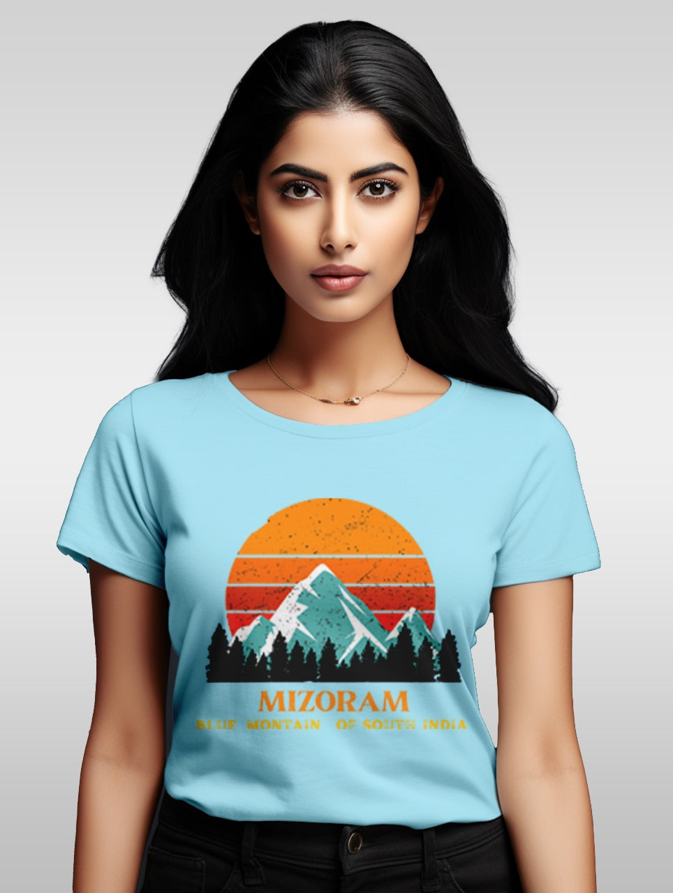 Women's black Mizoram Blue Mountains tee