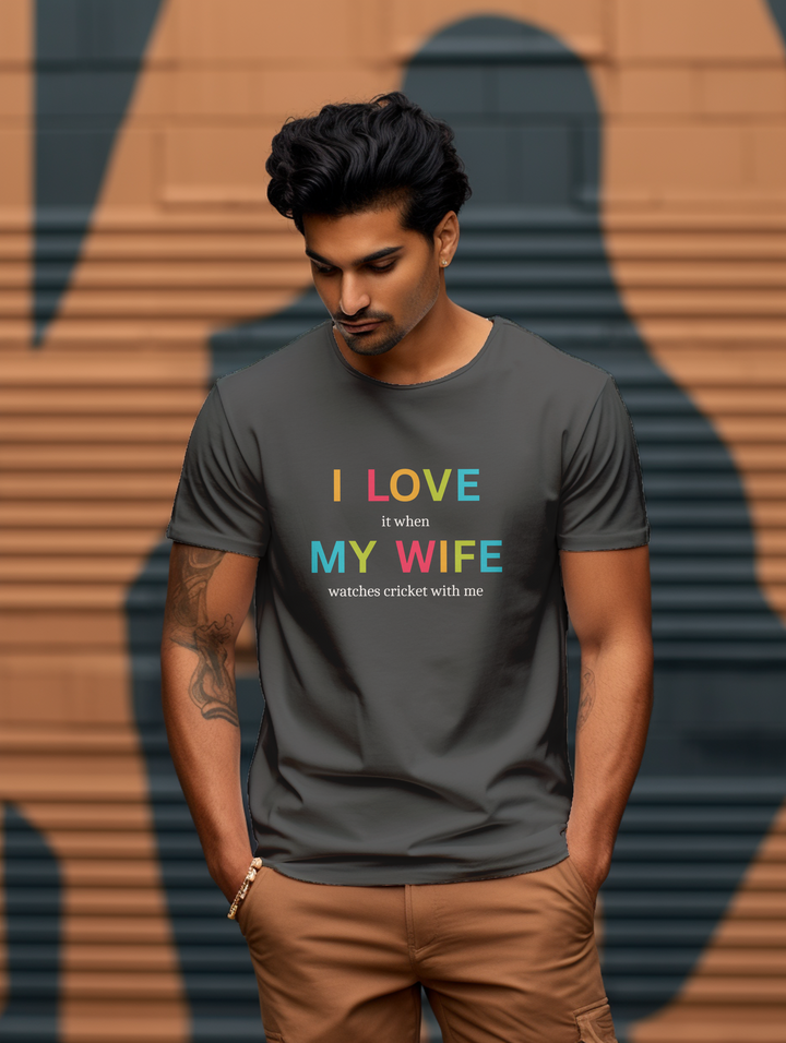 Men's black I love my wife tee