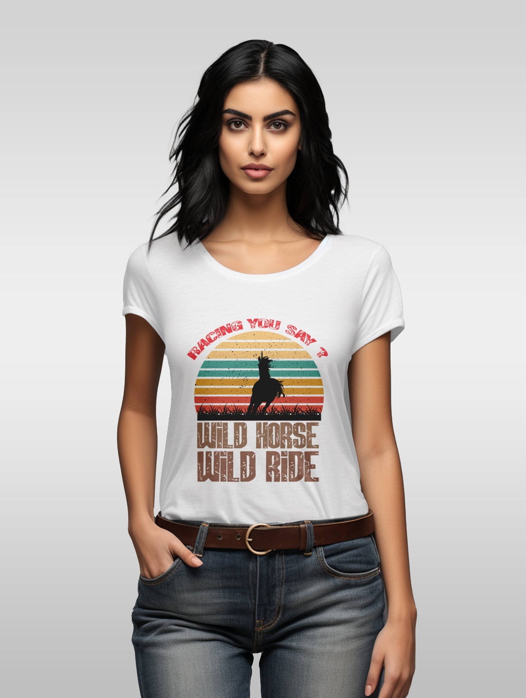 Women's Racing Wild Horse Ride Inspired Tee